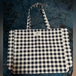 NWOT Black and White Sézane Checkered Tote Bag